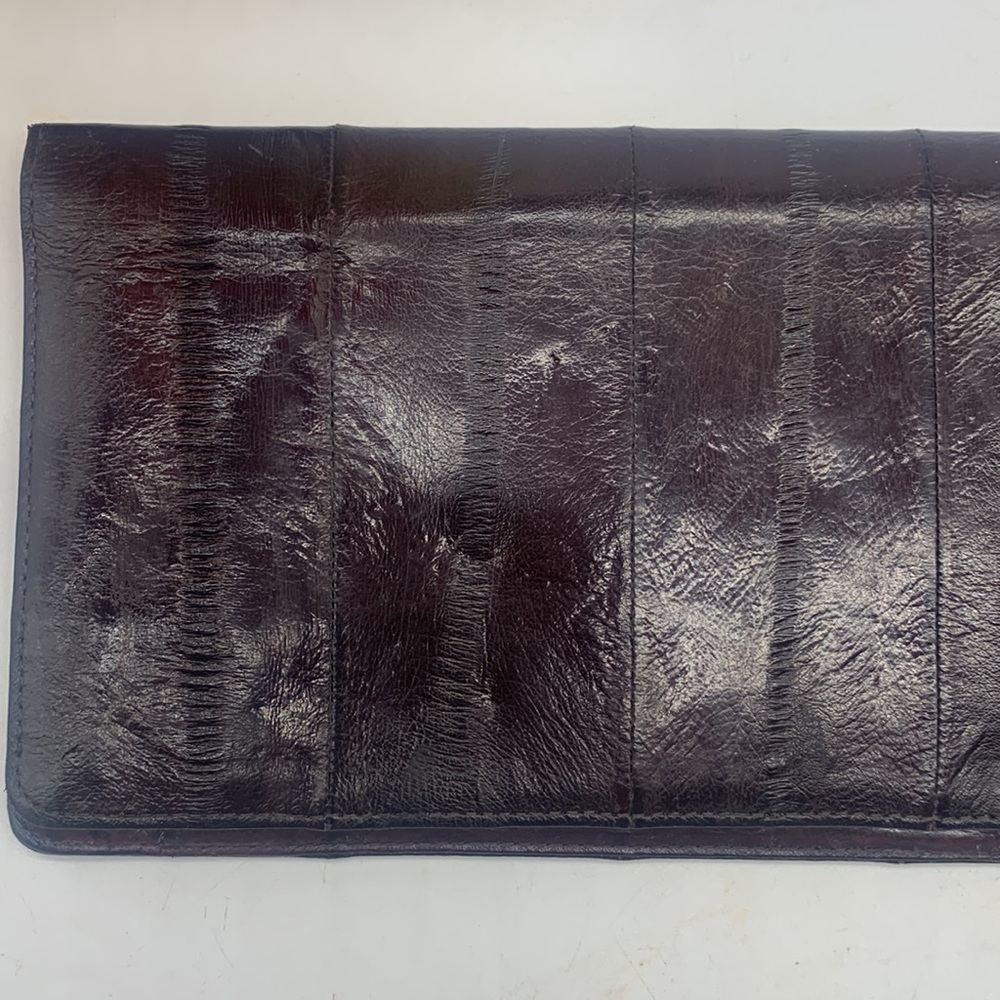 Eel skin Skin Dark Brown Travel Wallet - Picture 7 of 8